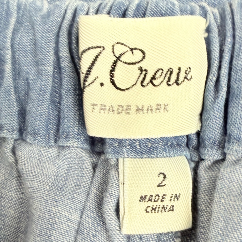 J. Crew Wide-Leg Pull-On Cropped Chambray Pants Nautical Preppy Travel - Picture 7 of 9